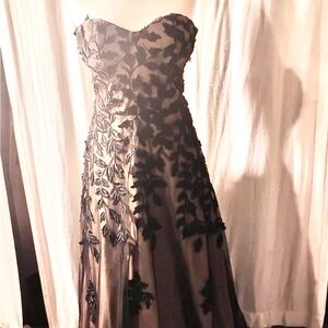 Elegant Black and Cream Strapless Dress